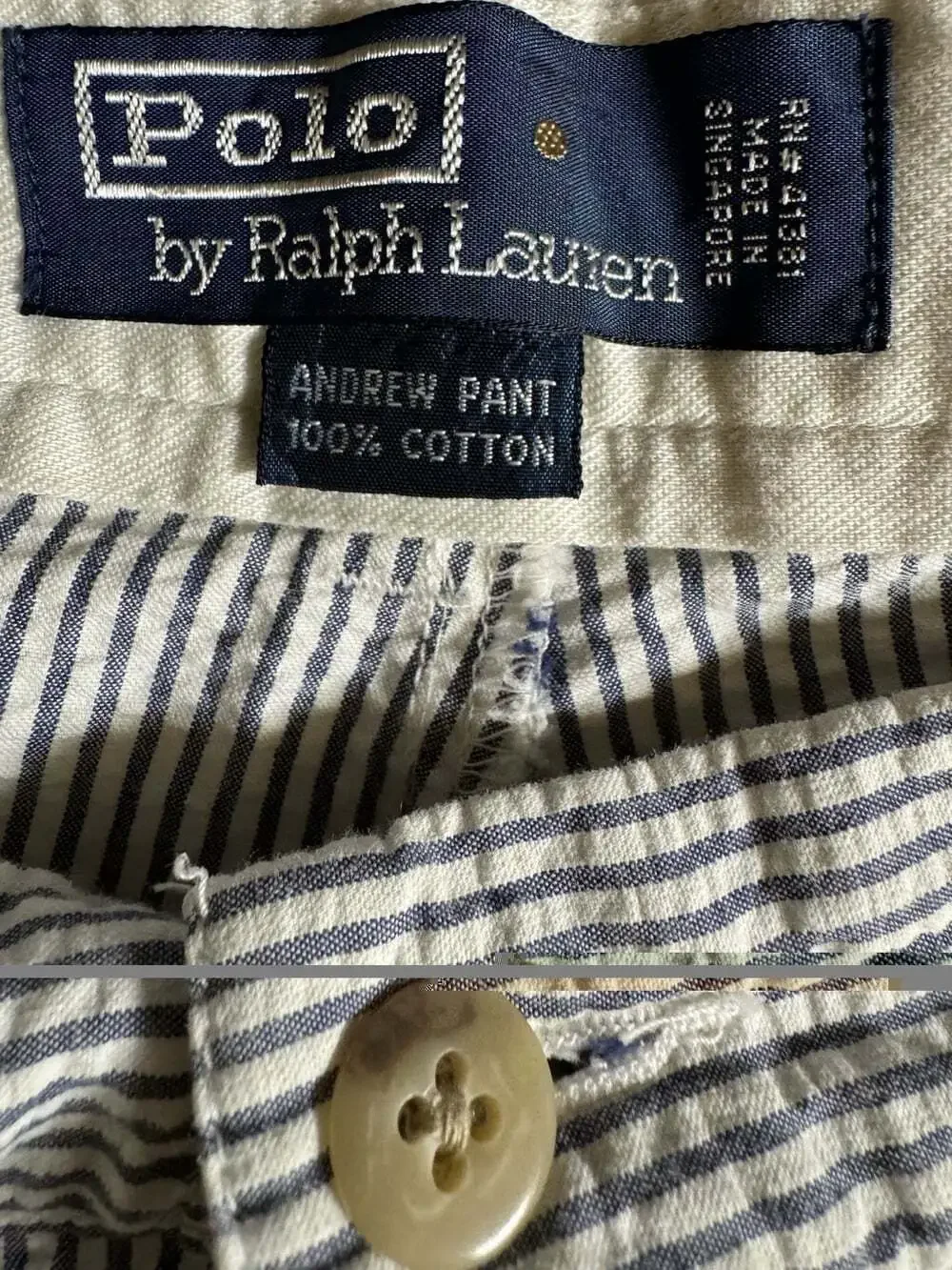 Polo Ralph Lauren Andrew Men’s Striped Pleated Cotton Pants 35 W